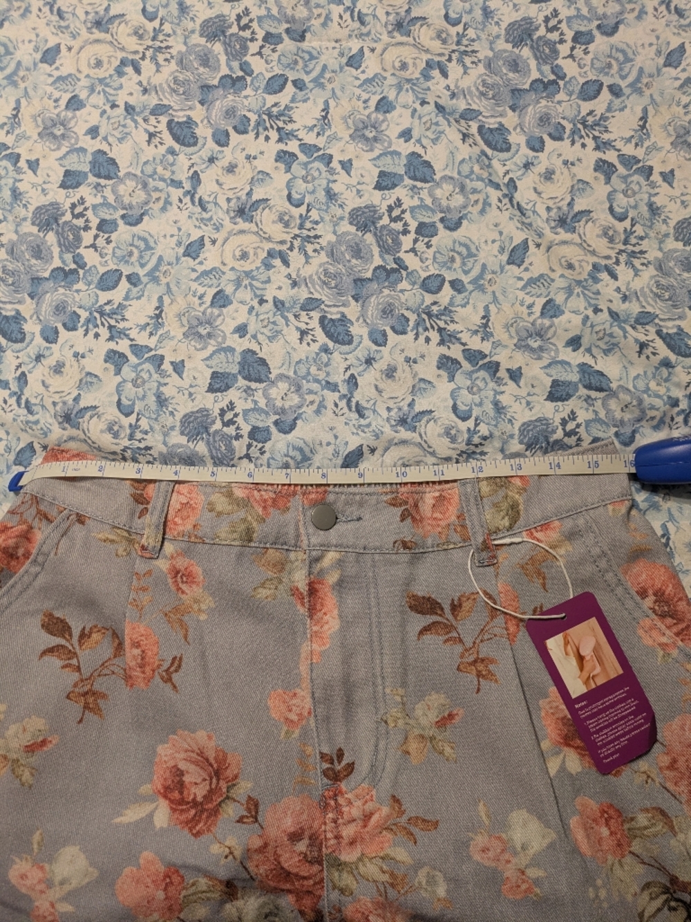 Wide Leg Floral Pants in Light Blue - Picture 6 of 6